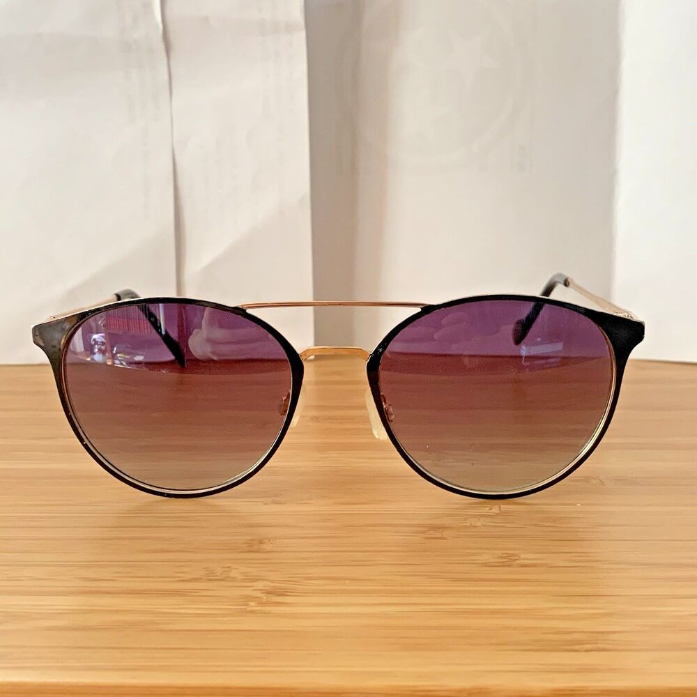 Jessica Simpson Women's Sunglasses Black Lens Cat Eye Gold Tome Metal Frame